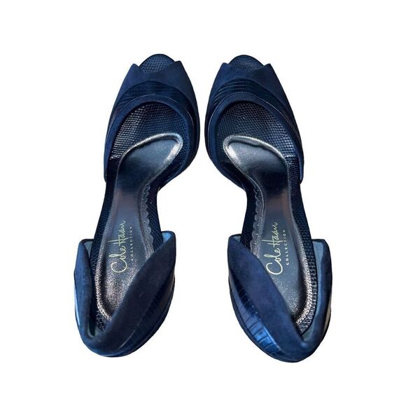 Cole Haan Black Suede Peep Toe Heels Womens Size 10 Good Condition! - Picture 5 of 10